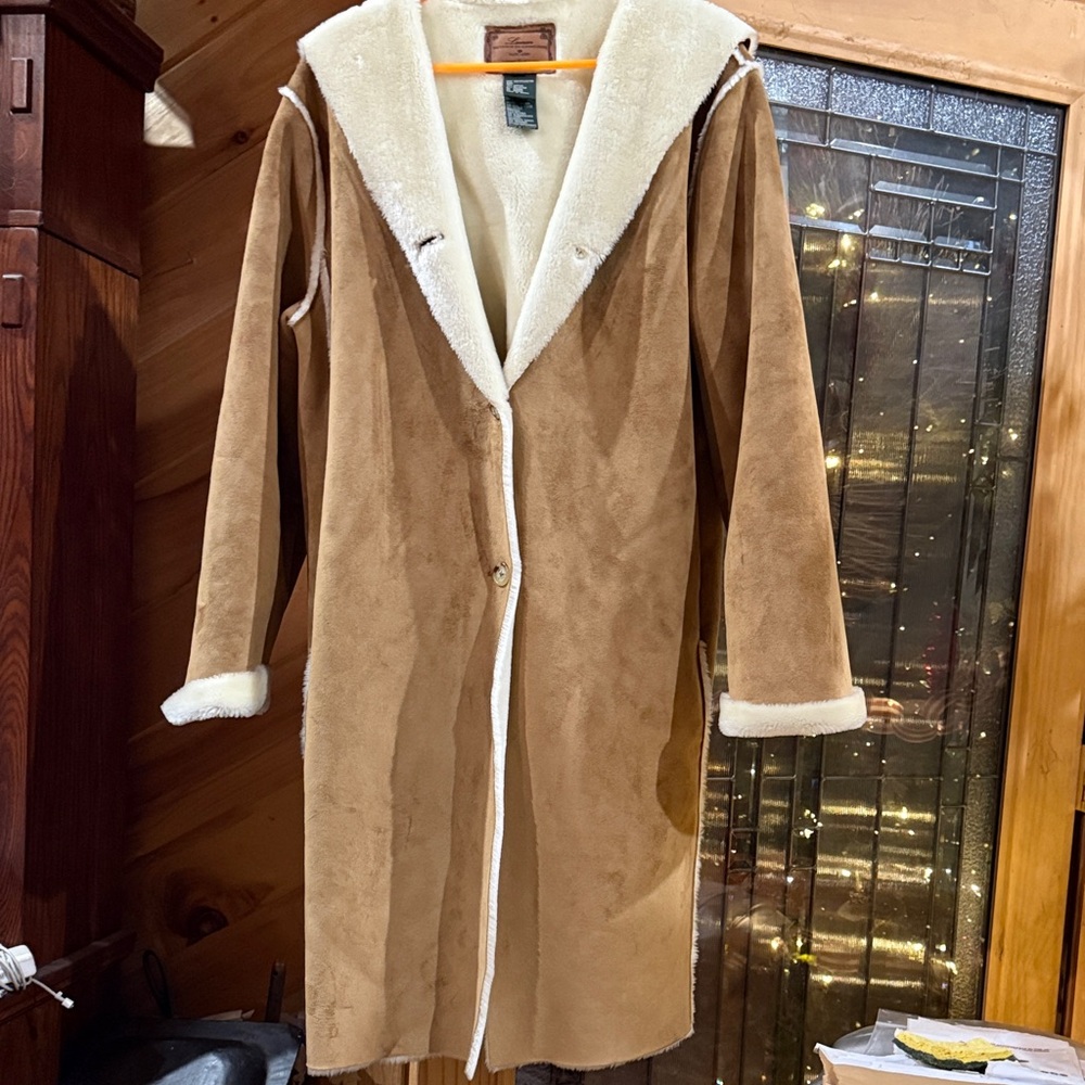Ralph Lauren Ultrasuede Long Coat faux sheepskin in excellent condition